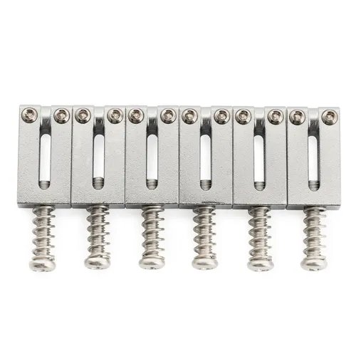 Musiclily Ultra 6Pcs Chrome 10.5mm Modern Brass Saddle Set For Strat Tele Guitar