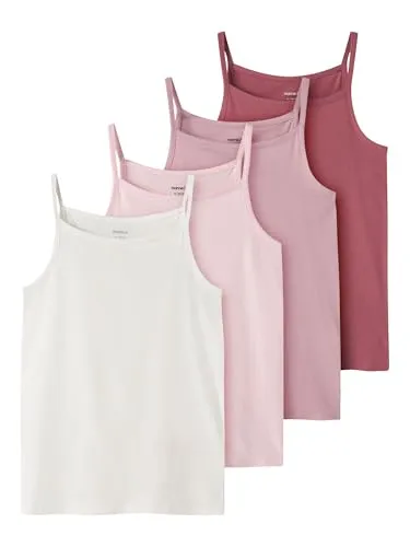 Name It Unterhemd NKFSTRAP TOP 4P in Rosa – 4er Pack - Hochwertige ärmellose Unterhemden in Rosa, ideal für den Alltag. Aus elastischem Jersey für hohen Tragekomfort, pflegeleicht und maschinenwaschbar.