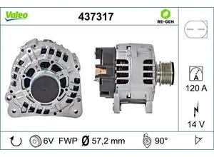 VALEO Generator REMANUFACTURED PREMIUM 14V 120A für SKODA VW SEAT AUDI FORD - Autoteile - Hochwertiger Generator mit 120A Ladestrom, ideal für zahlreiche Modelle von Skoda, VW, Seat und Audi, inklusive integriertem Regler für optimale Leistung.