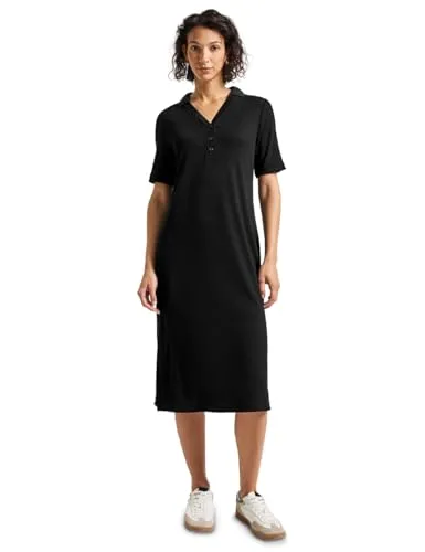 Street One Damen Polokleid mit Rippstruktur