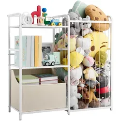 VEVOR Kinderbücherregal mit Spielzeugaufbewahrung - Praktisches 2-stöckiges Bücherregal für Kinderzimmer mit Stoffspielzeugtruhe. Stabil und sicher mit Kippschutz, fördert Selbstständigkeit und Ordnung im Spielbereich.