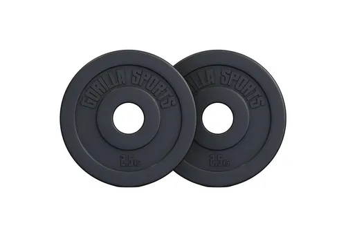 GORILLA SPORTS Hantelscheiben Olympia, 1,25kg - 30kg Gewichte, Einzeln / Set, Ø 50mm, aus Kunststoff, - Gewichtsscheiben, Hantelscheiben-Set, Olympiascheiben, Schwarz
