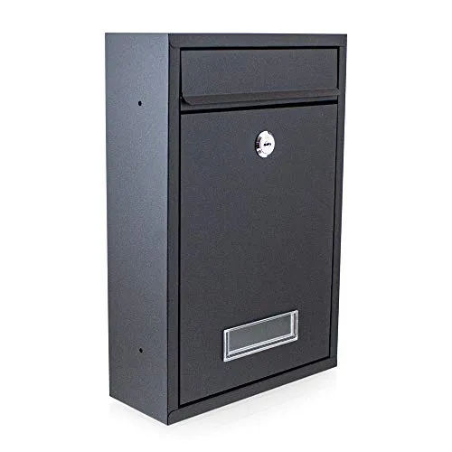BITUXX® Kompakter Mini Briefkasten Wandbriefkasten Letterbox erweiterbar zur Briefkastenanlage (Schwarz)