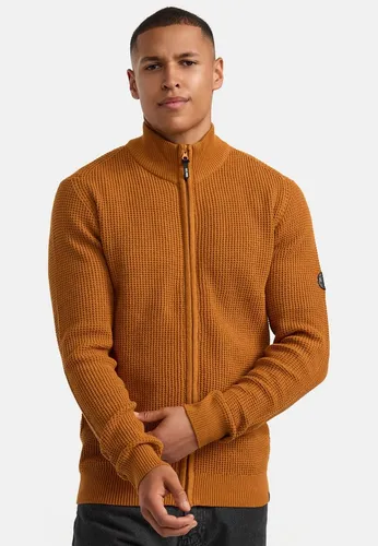 Indicode Herren INLayton Strickjacke mit Stehkragen - Moderne Feinstrickjacke für Männer in Caramel, ideal für kühle Tage. Elastische Bündchen sorgen für eine perfekte Passform. Hochwertige Materialien garantieren langlebigen Tragekomfort. Optimal für den Übergang!