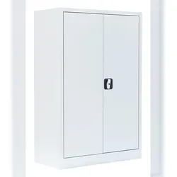 Stahl-Aktenschrank Metallschrank abschließbar 120 x 92,5 x 42,2 cm - Büroschrank aus langlebigem Stahl, ideal zur sicheren Aufbewahrung von Akten und Werkzeug. Mit 2 höhenverstellbaren Einlegeböden und abschließbarem Schubstangen-Zylinderschloss für maximale Sicherheit.