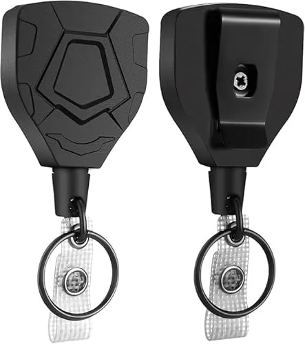 NEO+ Robuster, einziehbarer Schlüsselanhänger, einziehbarer Schlüsselanhänger mit 69,8 cm Stahlschnur, Ausweishalter mit Schlüsselanhänger für Büro, Schule, Outdoor