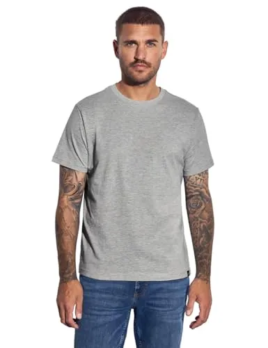 Street One MEN Herren 3227547 Basic T-Shirt in Unifarbe, Cloud Grey Melange, XXL