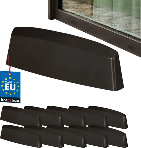 KOTARBAU® 10er Set Wasserschlitzkappen Fensterabflusslochkappen 36 mm ASA-Kunststoff Braun Fensterentwässerung Entwässerung Fenster PVC Schutz Abdeckung