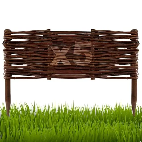 Floranica 5 Stück Weidenzaun Beetbegrenzung 20 cm x 40 cm - Beeteinfassungen – Natürliche und flexible Weidenzaun-Lösung für stilvolle Gartenlandschaften, nachhaltig und einfach zu montieren.