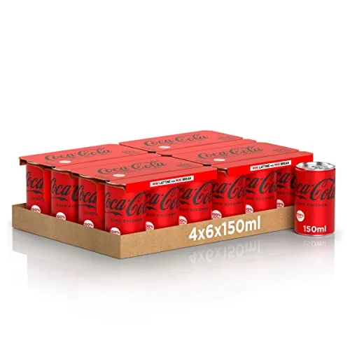 Coca-Cola Zero Zuccheri Zero Calorie Mini Latin, 4 x 6 x 150 ml (24 Lattine)