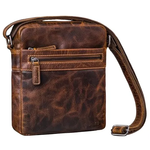 STILORD 'Oli' Umhängetasche Herren Leder - Praktische Vintage Messenger-Bag - Herren-Schultertasche aus hochwertigem Rindsleder mit sicherem Reißverschluss-Hauptfach und Anti-Diebstahl-Fächern. Ideal für Tablets bis 10 Zoll und perfekt für den Alltag oder unterwegs.