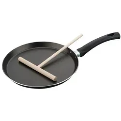 Fackelmann Crepespfanne mit Streicher Ø 26 cm - Kochutensilien für perfekte Crepes, inklusive Streicher für gleichmäßige Teigverteilung und unkompliziertes Wenden.