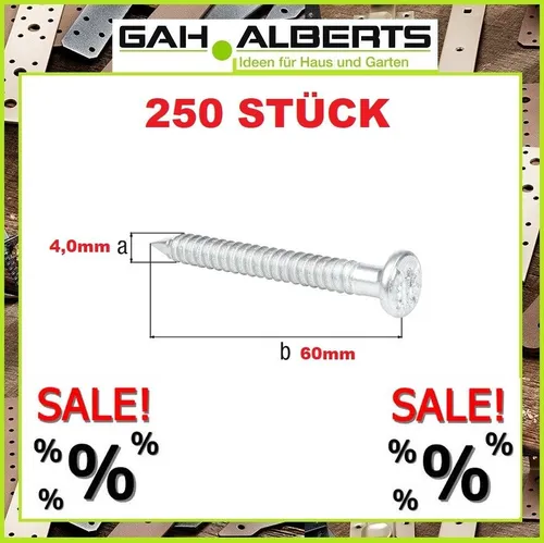 Stück Ankernagel verzinkt Ø 4x60 mm im Karton CE-Kennzeichnung DIN EN 14592 250