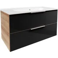 Fackelmann Waschplatz-Set B.Brillant 100cm Asteiche/Glas Anthrazit