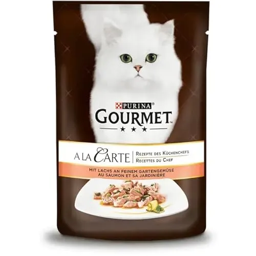 Gourmet A la Carte Katzenfutter nass, mit Lachs und Gemüse, 26er Pack (26 x 85g)