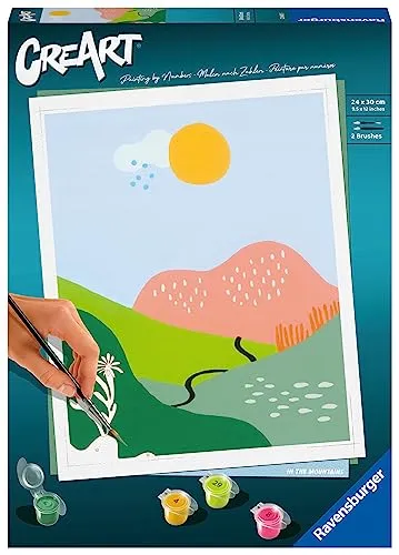 Ravensburger CreArt 23643 - In den Bergen - Malen nach Zahlen Erwachsene, DIY Malset mit Pinsel und Acrylfarben, Geschenk für Frauen und Männer, Malen für Erwachsene