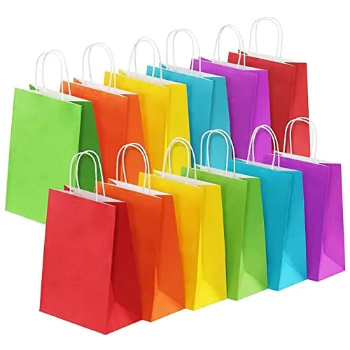 Stück Kraftpapiertüten mit Henkel 21 x 15 x 8 cm Papiertüten Bunt Geschenktüten Verpackung Papiertüten 30