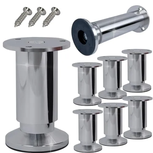 Stahlia Möbelfüße höhenverstellbar | Chrom Glanz | (8 Stück) Höhe: 25cm | Ø 38mm | 250Kg Belastbarkeit | Füße für Möbel Schrankfüsse Sofa Füße Möbelbeine