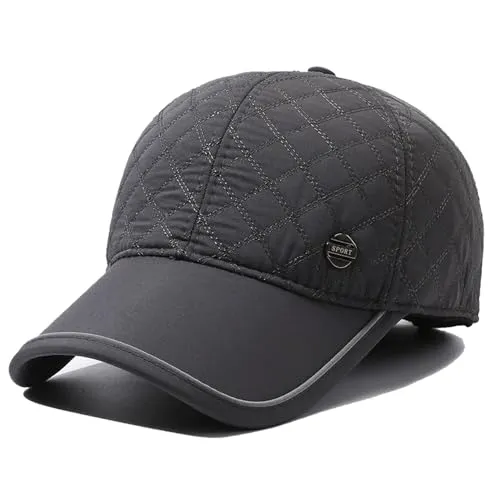 Sporty Winter Baseballcap mit Ohrenklappen für Herren - Wasserdichte und warme Baseballmütze mit faltbaren Ohrenschützern, ideal für Outdoor-Aktivitäten wie Wandern und Angeln. Verstellbar von 56-60 cm Kopfumfang.