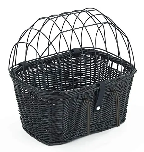XL Fahrradkorb Hundekorb für Lenker Weide eckig mit Gitter 50 x 38 cm