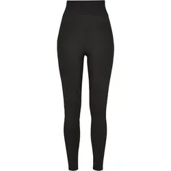 Urban Classics Damen High Waist Leggings - Schwarz (4XL) - Sportleggings für Damen mit extra hohem Sitz und breitem Bund für optimalen Komfort und Halt beim Training.