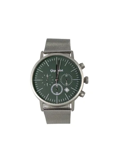 Gigandet Quarzuhr Armbanduhr Multifunktion Herren Damen Edelstahl Silber Grün G22-008, Mineralglas, 2. Zeitzone, Datumsanzeige, 24-Std. Anzeige