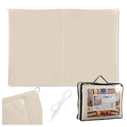 relaxdays Sonnensegel aus Polyester, Beige, 2 x 3 m