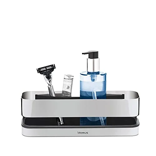Blomus Duschablage Nexio 68955, Edelstahl poliert, zum Kleben - Badablage aus rostfreiem Edelstahl, einfach zu montieren mit Kleber oder Schrauben, inklusive herausnehmbarem Tablett für mühelose Reinigung.