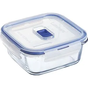 Luminarc Mikrowellengeschirr Pure Box Active transparent, Glas, Dose quadratisch, mit Dampfventil, auslaufsicher, 0,76 Liter