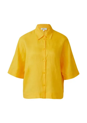 s.Oliver Kurzarmbluse gelb 38 - Bluse aus 100% Leinen, leicht und luftig für warme Tage. Pflegeleicht und ideal für einen entspannten Sommerlook.