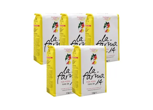 Bielmeier Mehl Pizzamehl 14% Protein Tipo 00 (T405) 5 Stück á 1kg Küchenmeister, 1 x 5000 g, Das Getreide stammt von Landwirten aus der Region (SET210277-5)