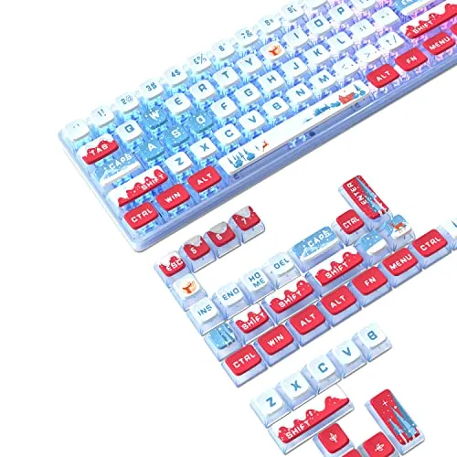 MAMBASNAKE 120 Tasten PBT Pudding Tastenkappen Set - Tastaturen mit 120 Tasten im Schneewelt-Stil, PBT-Material für hohe Haltbarkeit und verbesserte RGB-Hintergrundbeleuchtung für ein einzigartiges Tipp-Erlebnis.