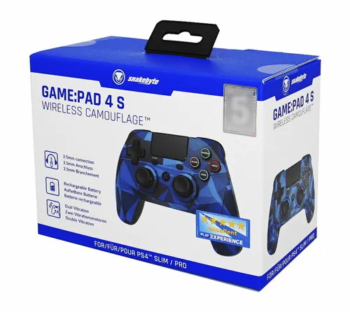 snakebyte GAMEPAD 4S - Wireless Bluetooth Controller für PS4 - Gamepads & Standard-Controller für PlayStation 4, kabellos mit extrem niedriger Latenz und 3,5 mm Kopfhöreranschluss für ein immersives Gaming-Erlebnis.