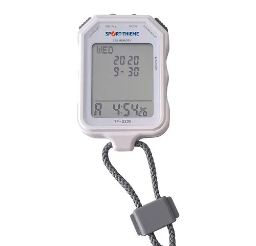 Sport-Thieme Stoppuhr Sonic mit 5-zeiligem Display - Präzise Handstoppuhr für Schulen und Vereine. Mit 200 Speicherplätzen und praktischen Countdown-Funktionen ist die Sport-Thieme Stoppuhr