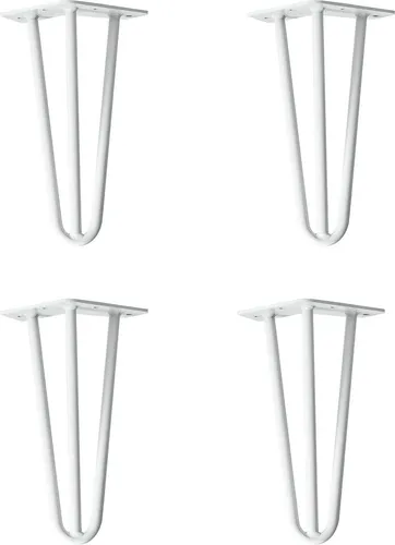 Natural Goods Berlin HAIRPIN Legs, Haarnadelbeine, 20 cm, Weiß, 4 Stück - Vielseitige Möbelfüße für DIY-Projekte. Robust aus 12mm Rundstahl, mit stabiler Grundplatte. Ideal für Esstische, Schreibtische und mehr. In verschiedenen Farben und Modellen erhältlich.