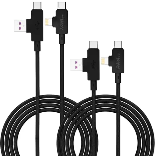 Callstel C Kabel iPhone: 2er-Set 4in1-Lade- & Datenkabel USB-A/C zu USB-C/8-Pin, 120 cm, 3 A (Schnellladekabel Typ C, Ladekabel, Adapter)