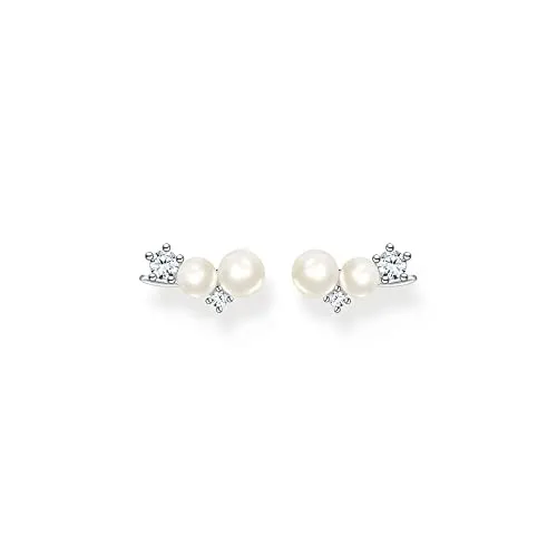 Thomas Sabo Damen Ohrstecker Ear Climber mit weißen Steinen - Ohrringe für Damen aus 925 Sterlingsilber, trendiges Ear Climber-Design, ideal kombinierbar mit anderen Schmuckstücken von Thomas Sabo.