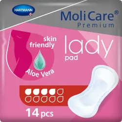 Paul Hartmann AG MoliCare® Premium lady pad Inkontinenzeinlagen, Auslaufsichere, komfortable Einlagen bei Blasenschwäche, 4 Tropfen, 1 Packung = 14 Einlagen 1686821