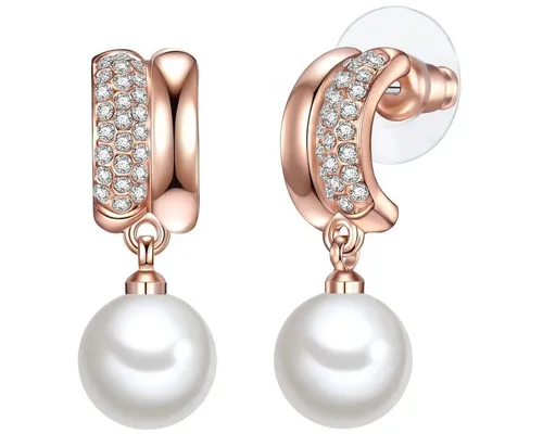 Lulu & Jane Perlenohrringe roségold, mit Glas von luluandjane