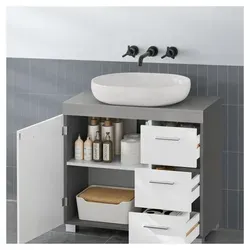 VASAGLE Badezimmerschrank mit 3 großen Schubladen, 2 Fächern hinter der Tür, BBK503T49