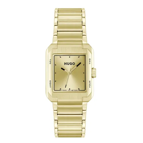 HUGO Herren Uhr #Thrive mit Goldfarben Edelstahlarmband von HUGO BOSS