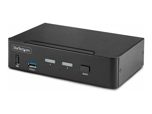 StarTech.com 2-Port 8K KVM-Switch DisplayPort 1.4 - KVM-Switch für 8K 60Hz und 4K 144Hz, ermöglicht schnelles Umschalten zwischen zwei Desktops mit universeller Kompatibilität und robustem Design.