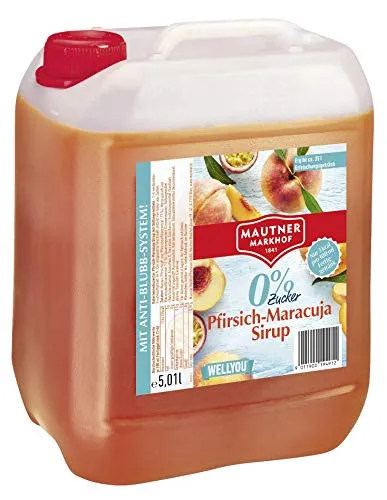 Mautner Markhof Pfirsich-Maracuja 0% Zucker Sirup 5l - Säfte mit vollem Fruchterlebnis und 0% Zuckerzusatz - ideal für erfrischende Getränke ohne schlechtes Gewissen!