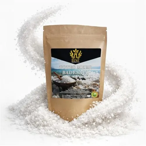 HAF – Premium Totes Meer Badesalz aus Jordanien (1 x 500g Beutel) – Naturreines Meersalz grob für Wellness & Stressabbau – Mineralsalz zum Baden & zur Körperpflege bei Neurodermitis