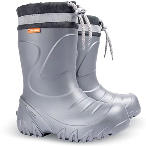 DEMAR Kinder Gummistiefel gefüttert Titan Grau 28/29