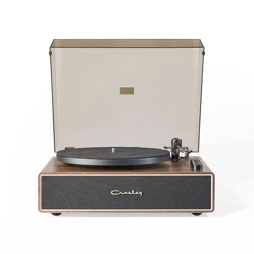 Crosley Stave Plattenspieler mit 2 Geschwindigkeiten, Bluetooth und integrierten Lautsprechern, Walnuss