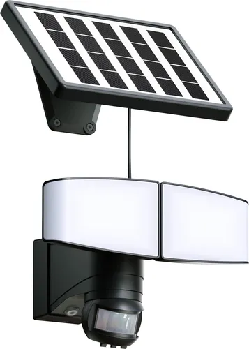 Northpoint LED Solarleuchte mit Bewegungsmelder 6000K - Solarleuchte für Innen und Außen mit 2x450 Lumen, kabellos und energiesparend. Individuell einstellbarer Bewegungsmelder mit 12m Reichweite und schwenkbaren Leuchtköpfen für optimale Ausleuchtung.