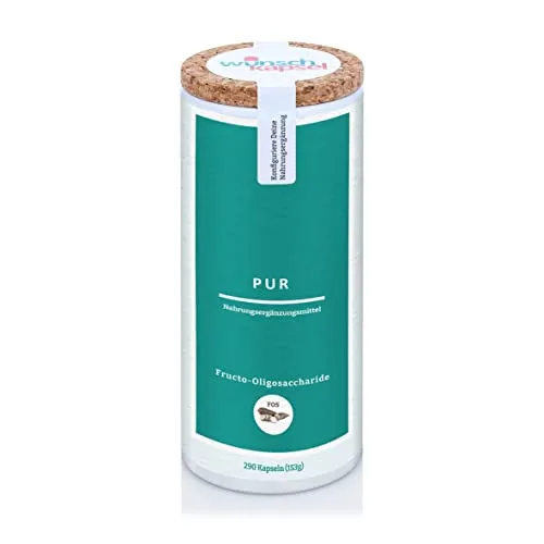 Fructo-Oligosaccharide Pur (mind. 100 mg FOS täglich), gut verträglich, unterstützt das Mikrobiom, 290 vegane Kapseln, handgefertigt in der deutschen Wunschkapsel-Manufaktur