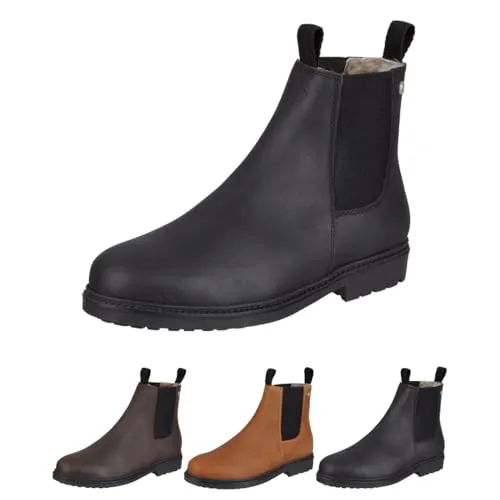 SUEDWIND FOOTWEAR Reitstiefeletten New Work Winter für Damen – Chelsea Boots aus Leder - Bequeme Chelsea Boots aus hochwertigem, wasserabweisendem Leder mit wärmendem Merino-Lammfellfutter. Rutschfeste Gummisohle für sicheren Halt und Komfort bei Reit- und Freizeitaktivitäten.