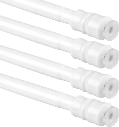 4er Pack Gardinenstangen zum Klemmen Weiß, ausziehbar 40-60 cm - Gardinenstangen für einfache Fensterdekoration, ohne Bohren und Kleben. Ideal für verschiedene Gardinenarten und einfach anpassbar auf 40-60 cm.